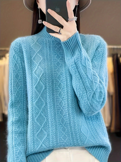 Bequemer Wollpullover aus Strick mit Langen Ärmeln für Damen | Ideal für den Winter