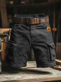 Leo | Retro Cargo-Shorts mit vielen Taschen in Schwarz