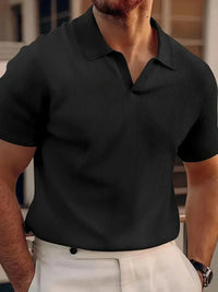 Casual Herrenpolo ohne Knopf in Schwarz