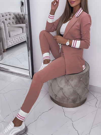Stylisches Blazer Set mit langen Ärmeln und lässigen Hosen für Damen | Ideal für jeden Tag