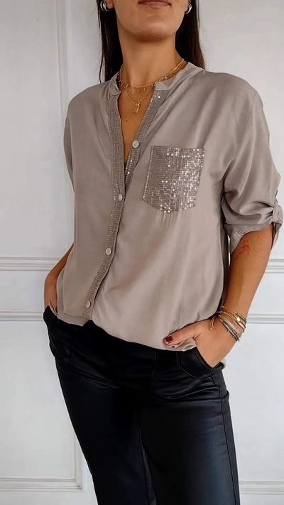 Bubnash® | Glitzerbluse mit Paillettentasche