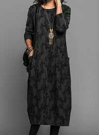 Cassie | Lässiges Rundhals-Winterkleid in Schwarz