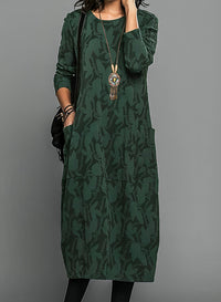 Cassie | Lässiges Rundhals-Winterkleid in Grün