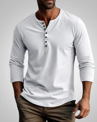 Stephen | Herren Slim Fit Henley Longsleeve T-Shirt in Weiß