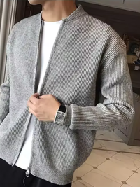 MARENZO – Der strick-cardigan für moderne männer in Grau