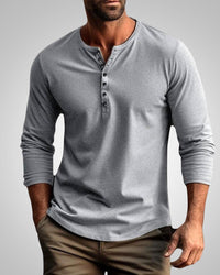 Stephen | Herren Slim Fit Henley Longsleeve T-Shirt in Grau