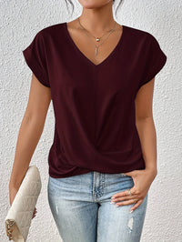 Cleo™ - Lässiges T-Shirt mit Sweetheart-Ausschnitt in Burgundisch
