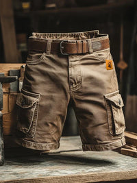 Leo | Retro Cargo-Shorts mit vielen Taschen in Braun