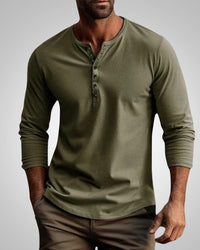 Stephen | Herren Slim Fit Henley Longsleeve T-Shirt in Grün