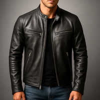 Herren Bikerjacke mit Reissverschluss und Taschen in Schwarz