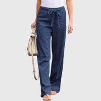Amalia | Damen Hose Leicht Modern Chic Elegant Alltag Business in Dunkelblau