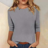 Katherina - Bequemes Rundhals-Shirt in Grau