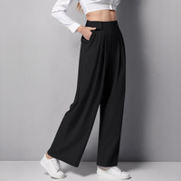 Montana - Bequeme Hose mit weitem Bein in Schwarz