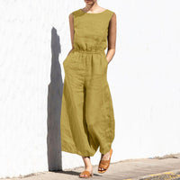 Gerader Jumpsuit mit Falten am Revers ohne Gürtel - Nora in Gelb