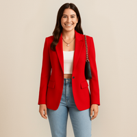 Charlotte | Damen Blazer Tailliert Revers Elegant Business Professionell in Rot