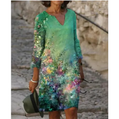 Frühlingszauber | Mini Kleid mit Blumendesign und V-Ausschnitt für Damen