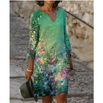 Frühlingszauber | Mini Kleid mit Blumendesign und V-Ausschnitt für Damen