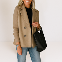 Martine™ | Elegante Jacke mit Strickärmeln in Khaki