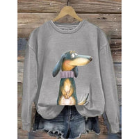 Damen Sweatshirt mit Rundhalsausschnitt und langen Ärmeln in Grau A