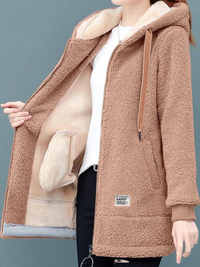 Adalyn - Fleece-Kapuzenjacke in Braun