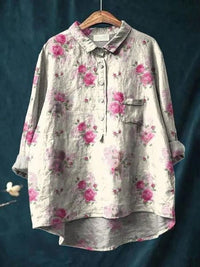 Rosa | Aquarell Blumen Oversized Hemdbluse in Helles Lila