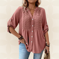 RENATE – Bluse Mit V Ausschnitt Und Knöpfen in Rot
