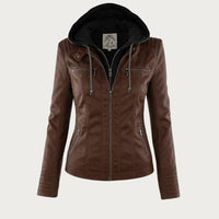 Monika™ | Robuste und elegante Lederjacke in Dunkelbraun