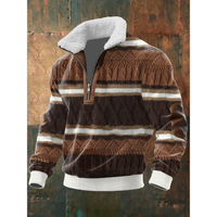 Tobias | ThermoSoft Fleecepullover mit Stehkragen in Braun/Weiß