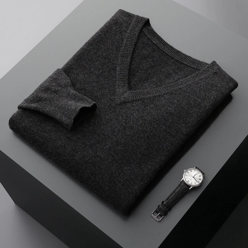 Fudus | Kaschmir Pullover Herren, V-ausschnitt, Weiches Kaschmir Strickmaterial
