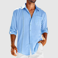 Raivo | Herren Langarm Leinen Overshirt in Hellblau