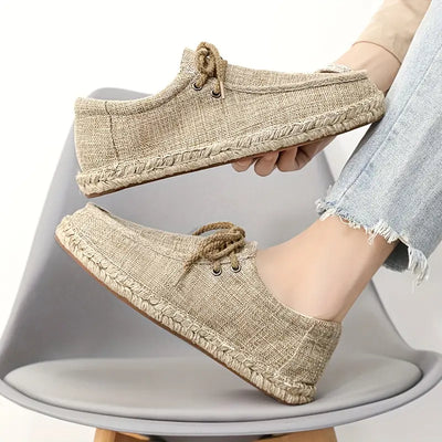 Loro | Lässige Espadrilles aus Segeltuch, Schnürschuhe