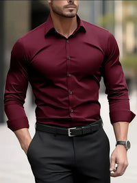 Luca | Herren Business Hemd Klassisch Langarm Elegant Büro Zeitlos in Bordeaux