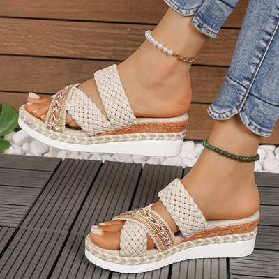 Lavore | Beige Orthopädische Sandalen mit stilvollem Flechtdesign