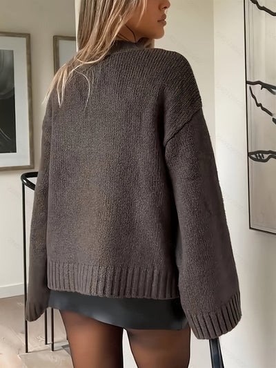 Lässiger Grobstrickpullover aus Baumwolle mit Langen Ärmeln und Bequemem Schnitt für Damen | Ideal für den Winter
