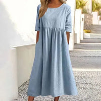 Lässiges Damenkleid | Midi in Hellblau