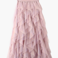 Damenrock Elegante Mehrlagige Volant Romantisches Festkleid in Rosa