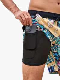 Herren-Badeshorts mit Kompressions- und schnell trocknendem Stoff in Goldene Blüte