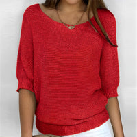 Leonie - Moderner Pullover mit Rundhalsausschnitt in Rot