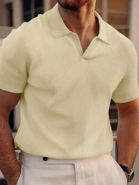 Casual Herrenpolo ohne Knopf in Khaki