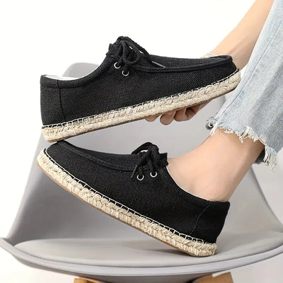 Loro | Lässige Espadrilles aus Segeltuch, Schnürschuhe