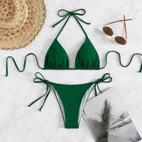 Donna – Bikinis mit Bindebändern in einfarbig in Dunkelgrün