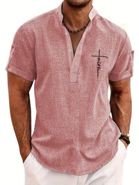 Stin | Elegantes Kurzarmhemd mit Stehkragen in Rosa
