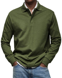 Felix | Luxus Langarm-Poloshirt in Army green