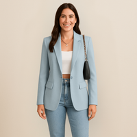 Charlotte | Damen Blazer Tailliert Revers Elegant Business Professionell in Hellblau