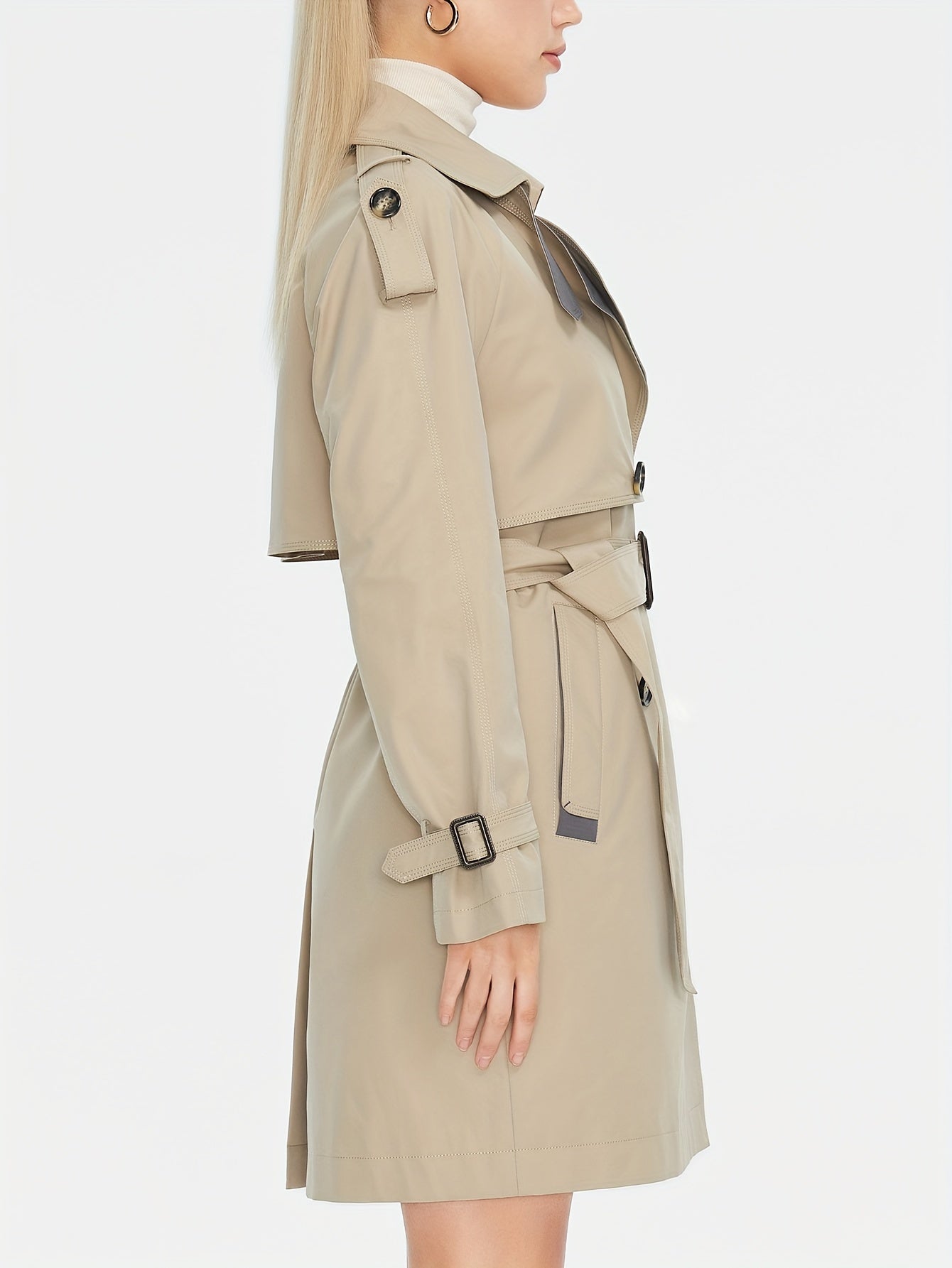Gracey | Doppelreihiger Damen-Trenchcoat mit verstellbarem Gürtel und Epauletten