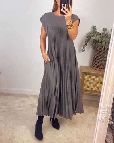 Fabrina - Langes Plissiertes Kleid für Frauen