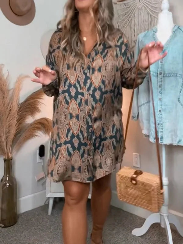 Bronwen® | Lässige bedruckte Langarmbluse