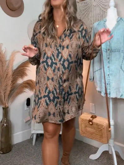 Bronwen® | Lässige bedruckte Langarmbluse