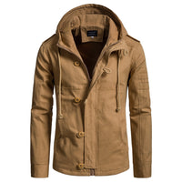 Herren Kapuzenjacke mit Kordelzug und Taschen in Khaki