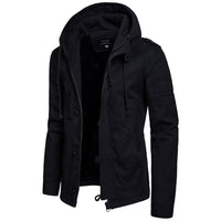 Herren Kapuzenjacke mit Kordelzug und Taschen in Schwarz